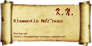 Klementis Nónusz névjegykártya